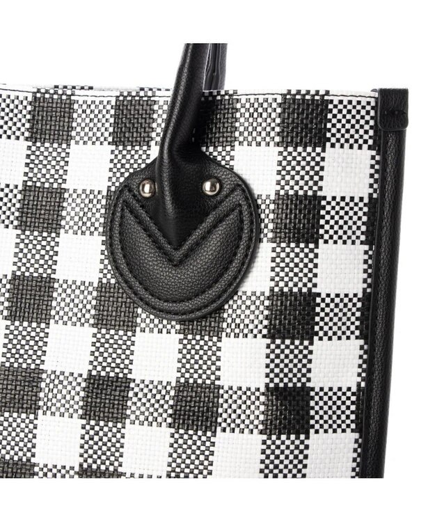 UNBILLION cachecache チェック柄ポリプロピレンシートトートバッグ ブラック
