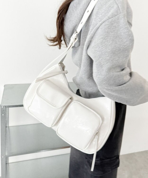 WEGO 立体ポケットハトメベルトバッグ ホワイト