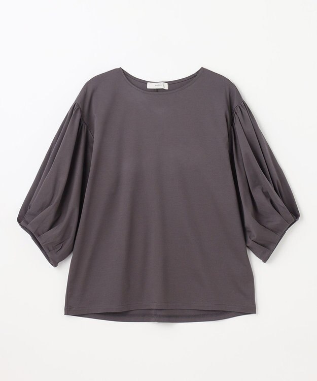 ANY シルケットスムースパフスリーブトップス チャコール
