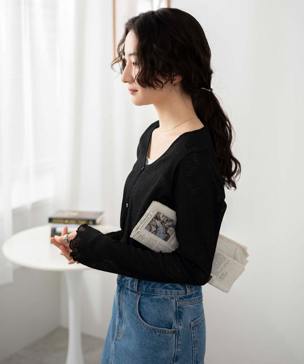 WEGO 【紫外線対策】シアーカーディガン ブラック