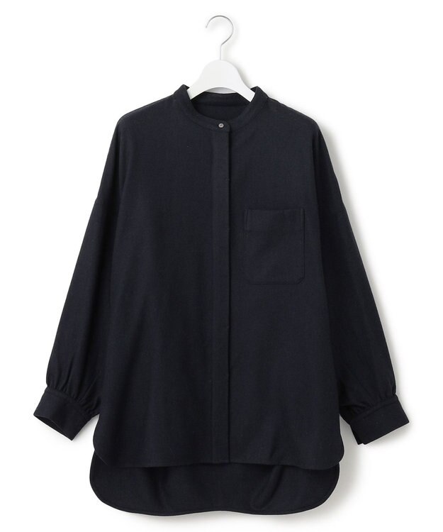 J.PRESS YORK STREET 【WOMEN】バンドカラーブラウス ネイビー系