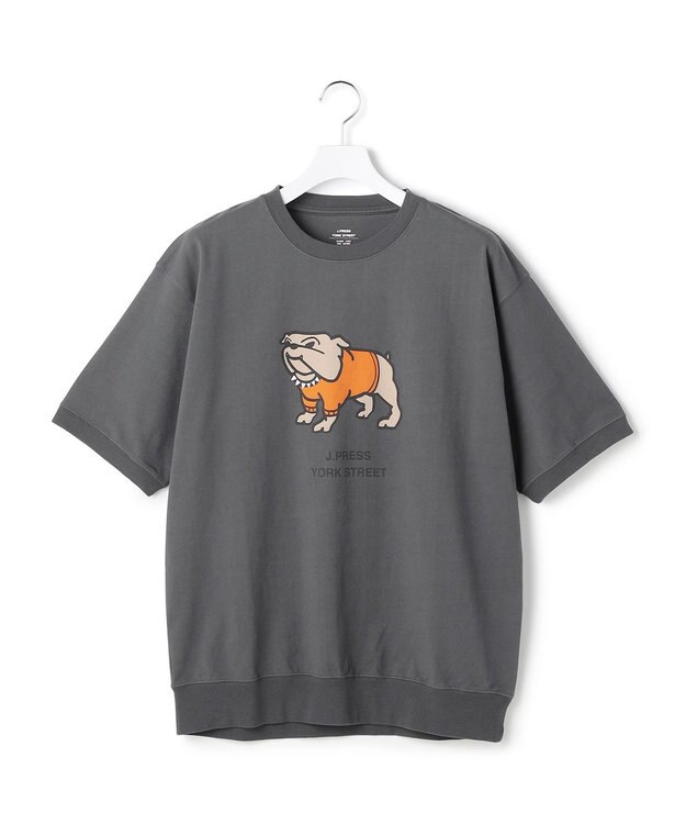 J.PRESS YORK STREET 【UNISEX】ブルドックプリント クルーネック Tシャツ グレー系