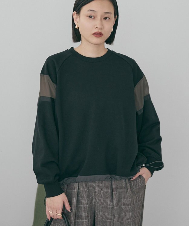 AMERICAN HOLIC 異素材ドロスト配色プルオーバー Black