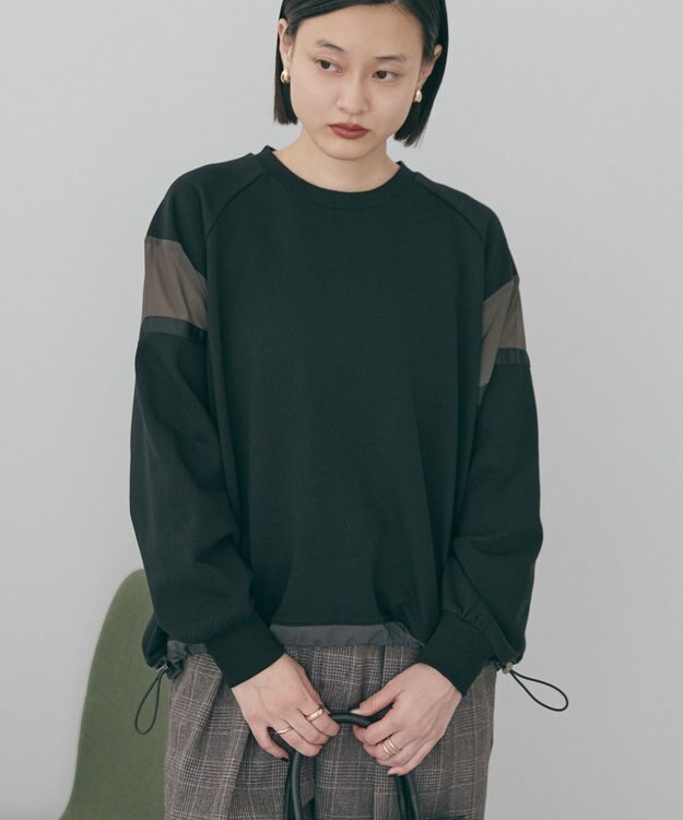 AMERICAN HOLIC 異素材ドロスト配色プルオーバー Black