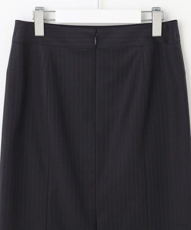 23区 【セットアップ対応】ファインネスウール タイト スカート ネイビー系ストライプ