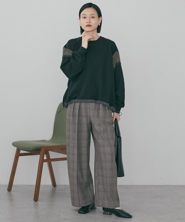 AMERICAN HOLIC 異素材ドロスト配色プルオーバー Black