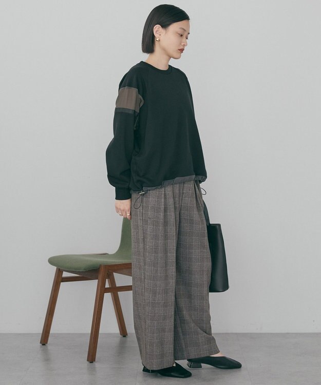 AMERICAN HOLIC 異素材ドロスト配色プルオーバー Black