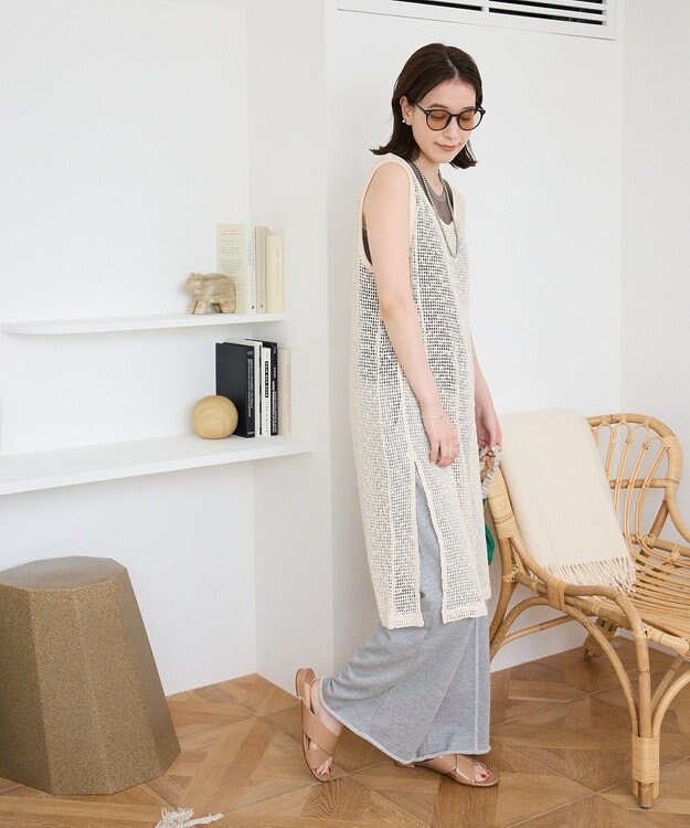 Green Parks メッシュロングベスト Light Beige