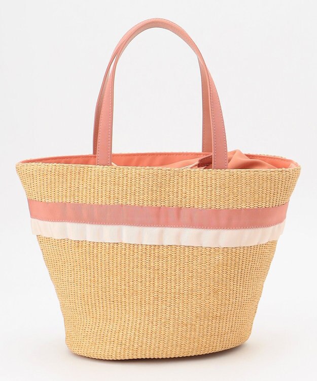 TOCCA BICOLOR RIBBON BASKET かごバッグ ベージュ(ピンクリボン)