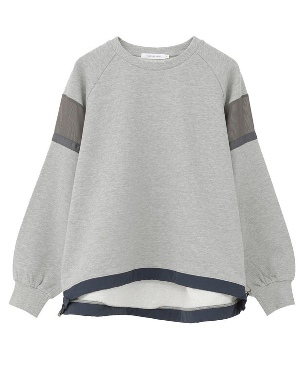 AMERICAN HOLIC 異素材ドロスト配色プルオーバー Gray Mixture