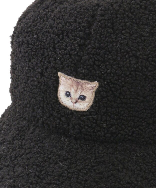 MOONBAT PAUL & JOE ACCESSOIRES ネコワッペン付ボアキャップ ブラック