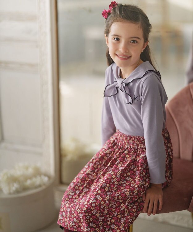 組曲 KIDS 【110-140cm】セーラーリボン Tシャツ ラベンダー系