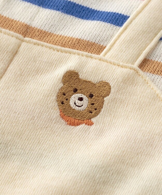 MIKI HOUSE HOT BISCUITS 【70-80cm】 ボーダー柄 重ね着風  カバーオール マルチカラー