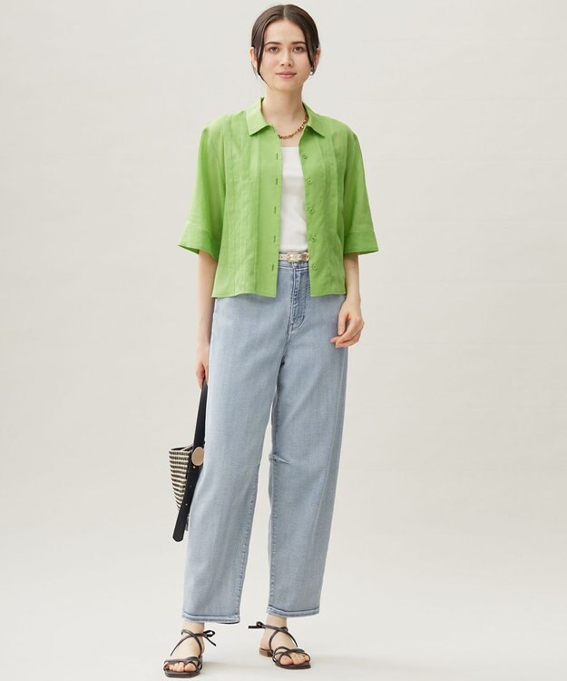 自由区 L 【19号サイズまで展開】ウスカルデニムダーツカーブ パンツ ライトインディゴ