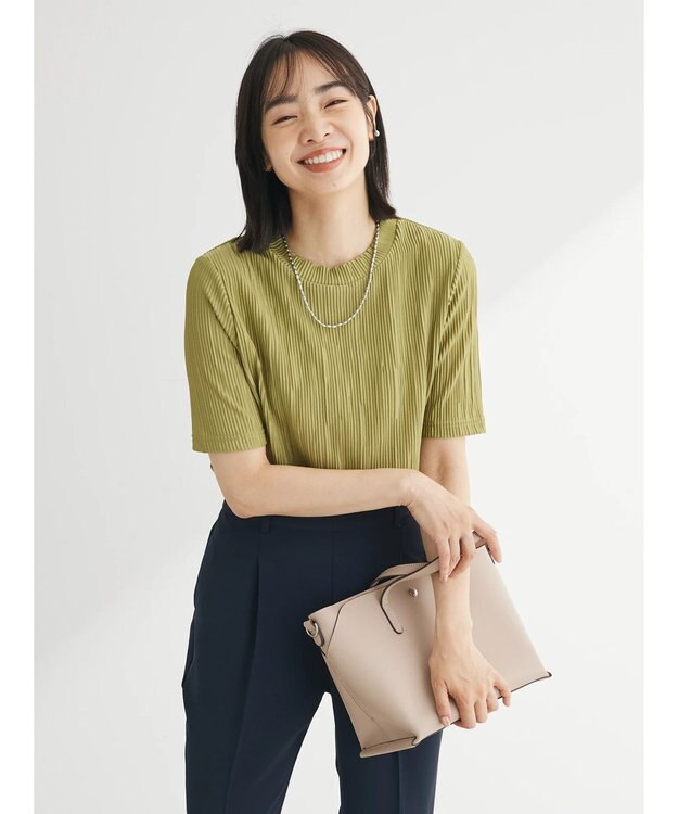 Green Parks プリーツ５分袖プルオーバー Light Green