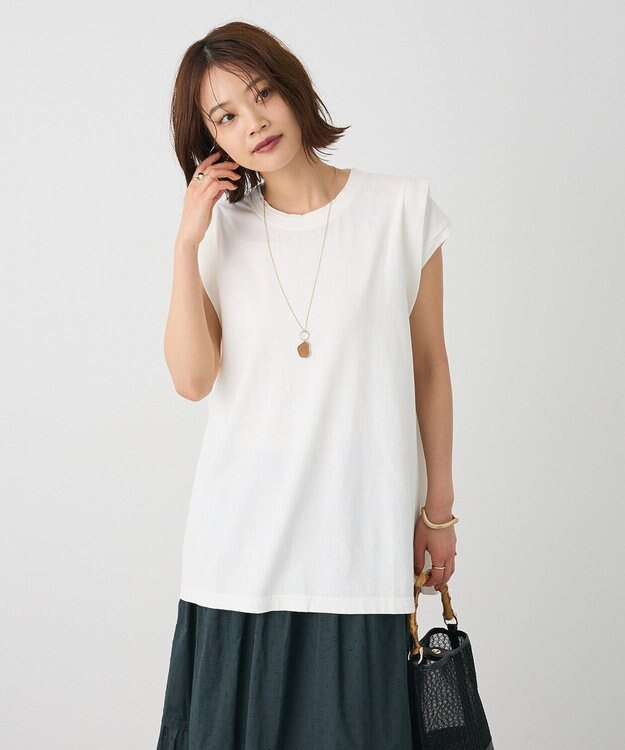 CRAFT STANDARD BOUTIQUE レイヤード風ピグメントカットチュニック White