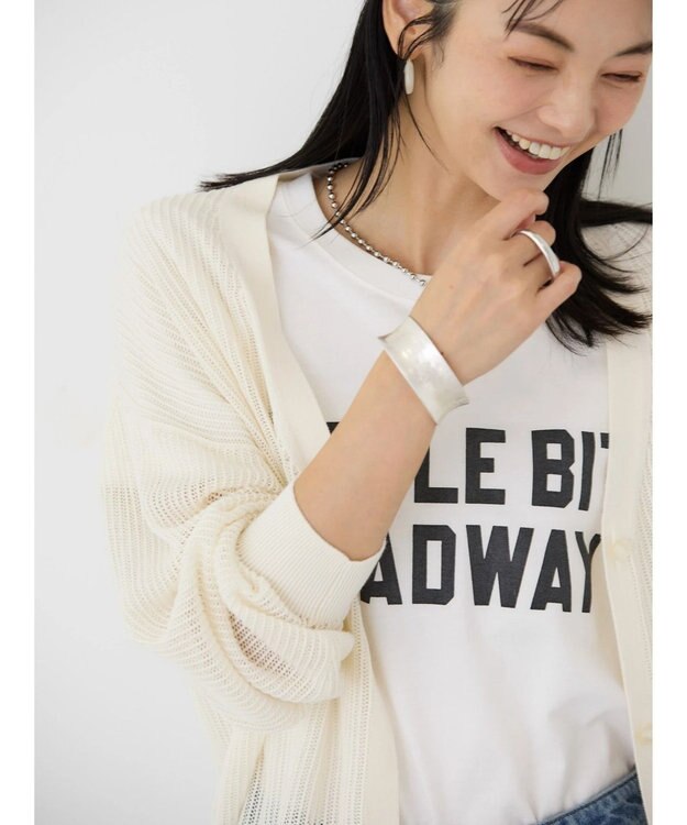 AMERICAN HOLIC メッシュＶネックニットカーディガン Off White