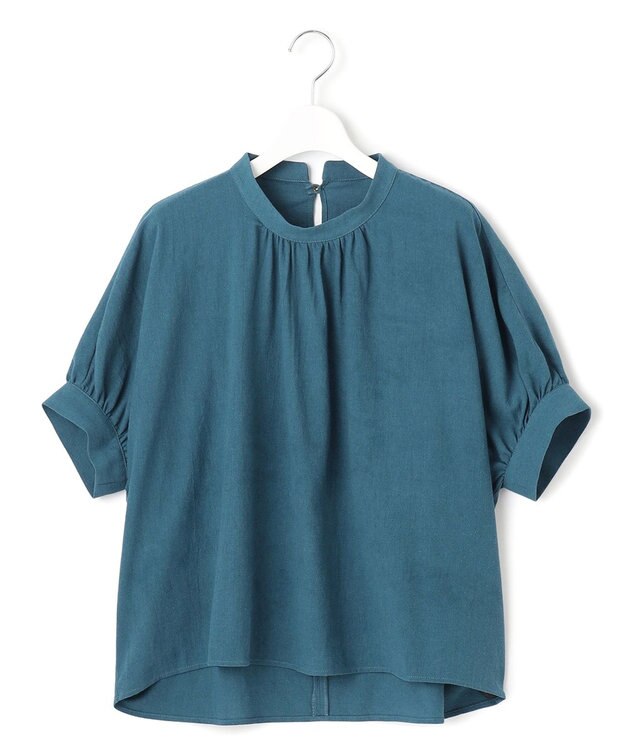 J.PRESS YORK STREET 【WOMEN】バックドレープドルマン ブラウス ピーコックグリーン系