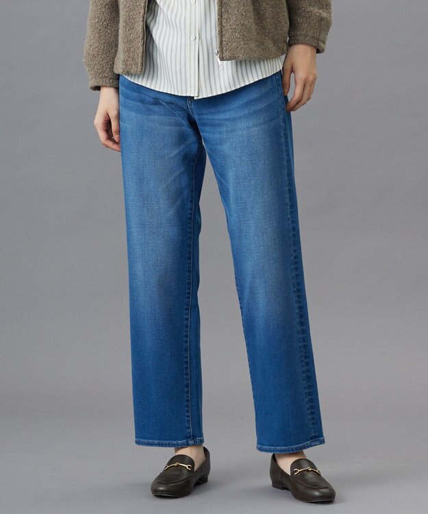 J.PRESS LADIES S 【洗える】裏起毛ストレッチ デニム パンツ ユーズド系