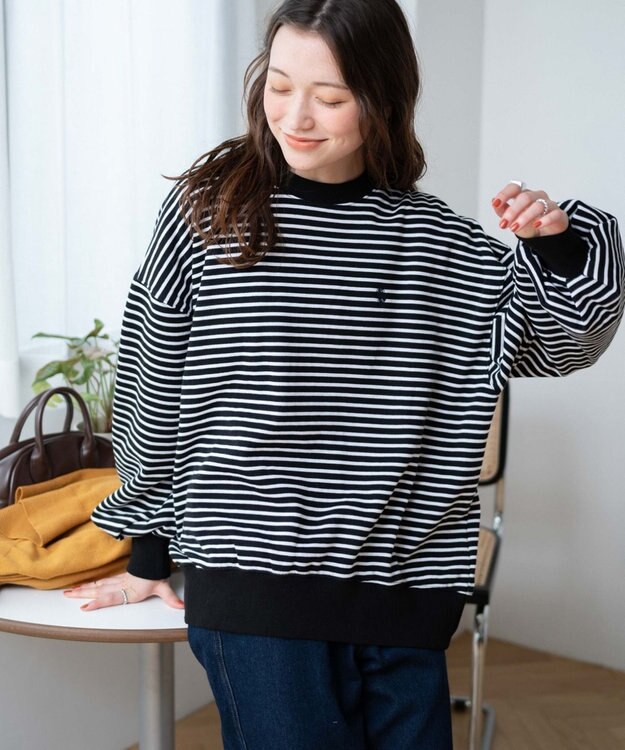 WEGO U.S. POLO ASSN.　だぼそでワンポイントスウェット ブラックボーダー