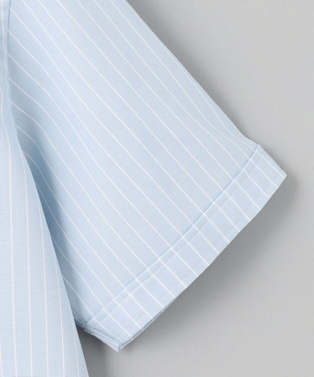 GOTAIRIKU 春夏向け【形態安定】SUMMERPREMIUMPLEATS_スモールワイドカラー 半袖ドレスシャツ（ストライプ/チェック） サックスブルー系1