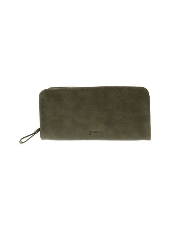 genten ゴートベーシック ラウンド長財布 カーキ