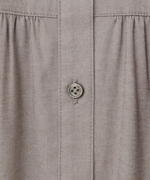 J.PRESS LADIES 【洗える】麻ポリエステルストレッチ ワンピース モカシャンブレー系