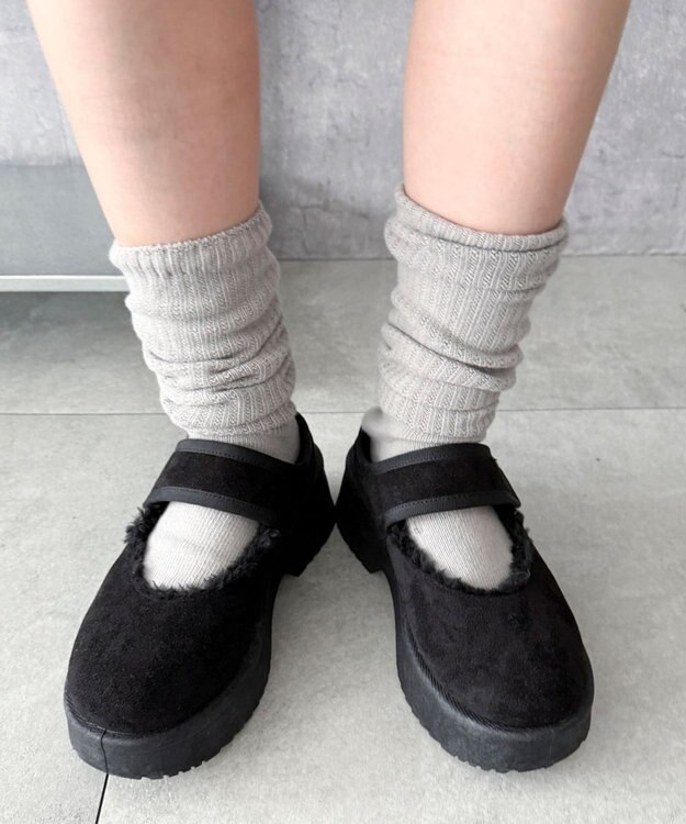 WEGO ムートンタッチメリージェーンシューズ ブラック