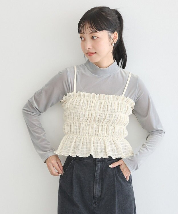 earth music&ecology スパンコールシャーリングビスチェ Ivory