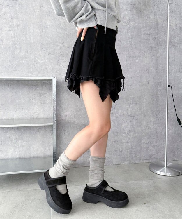 WEGO ムートンタッチメリージェーンシューズ ブラック