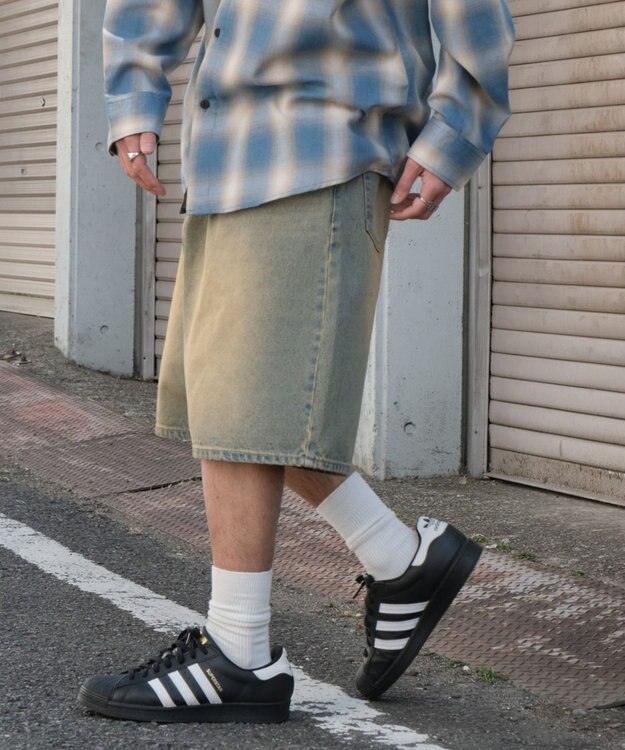 WEGO イージーバギーデニムショーツ デニム淡加工色