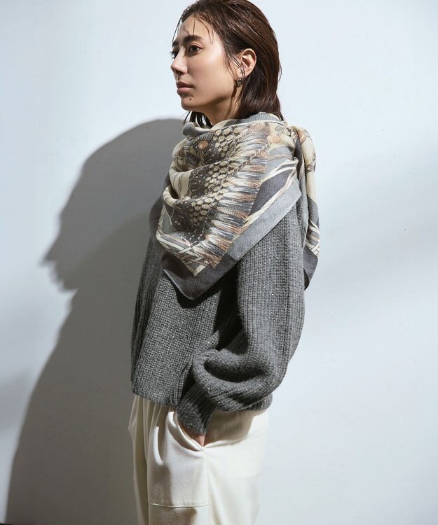 23区 L 【洗える】スパンコールバルキー クロップド ニット グレー系