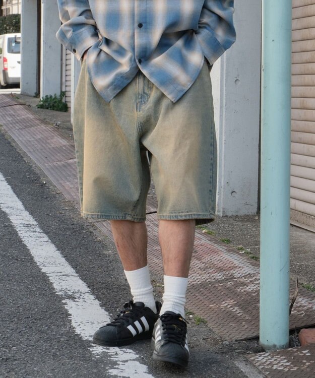 WEGO イージーバギーデニムショーツ デニム淡加工色