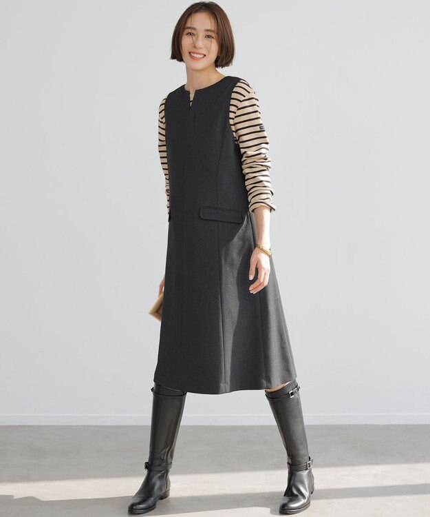 23区 L Armor-lux スムース カットソー ベージュ×ブラックボーダー