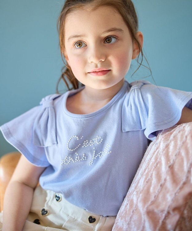 ANY KIDS パール リボン Tシャツ サックスブルー