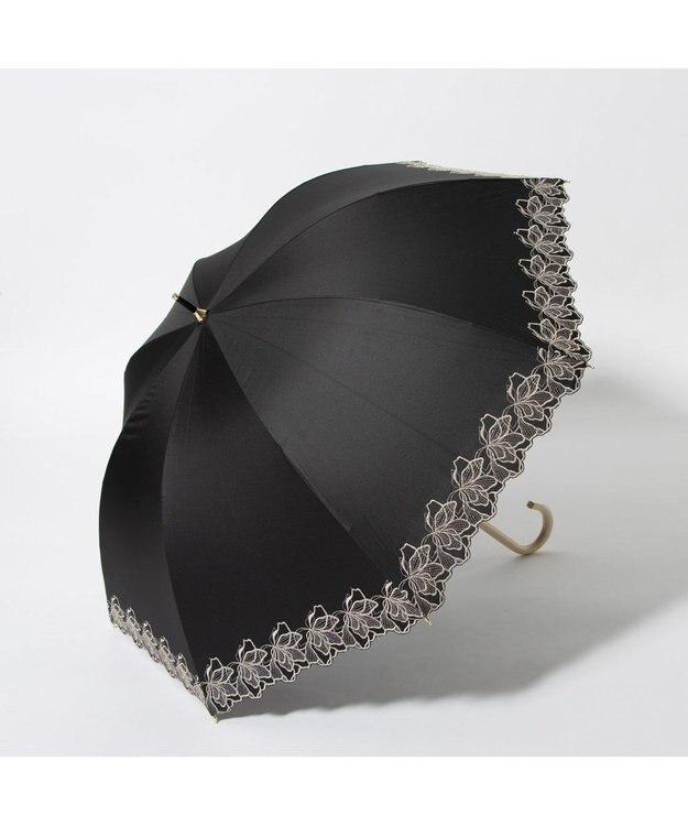 UNBILLION cache nez / フラワーラメ刺繍ショートパラソル ブラック
