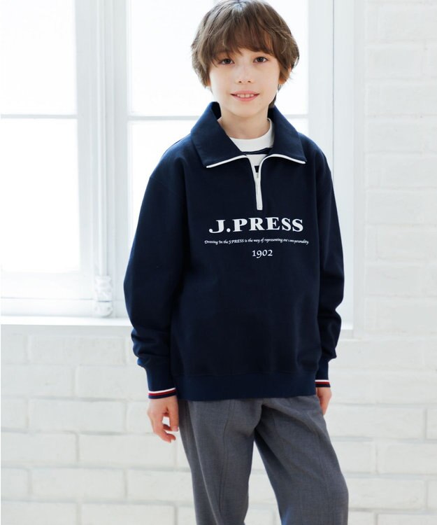 J.PRESS KIDS 【100-130cm】ミニ裏毛 ハーフジップ トレーナー ネイビー系