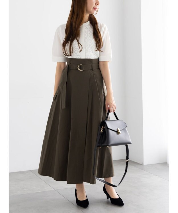 Te chichi カーゴフレアスカート カーキ