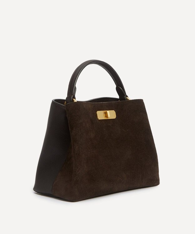 LIBERTY. バーリントン スエード ミニ トップハンドルバッグ ブラウン