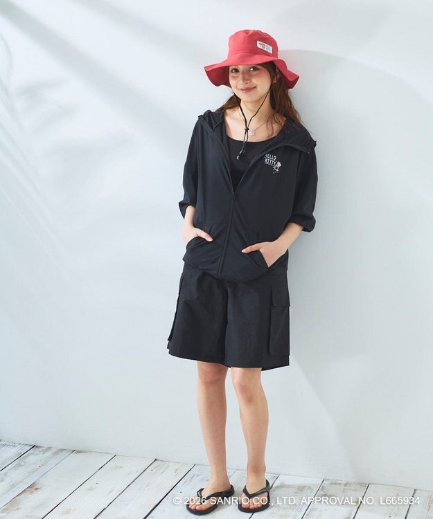 OP／FILA 【Ocean Pacific×ハローキティ】ラッシュパーカー ブラック