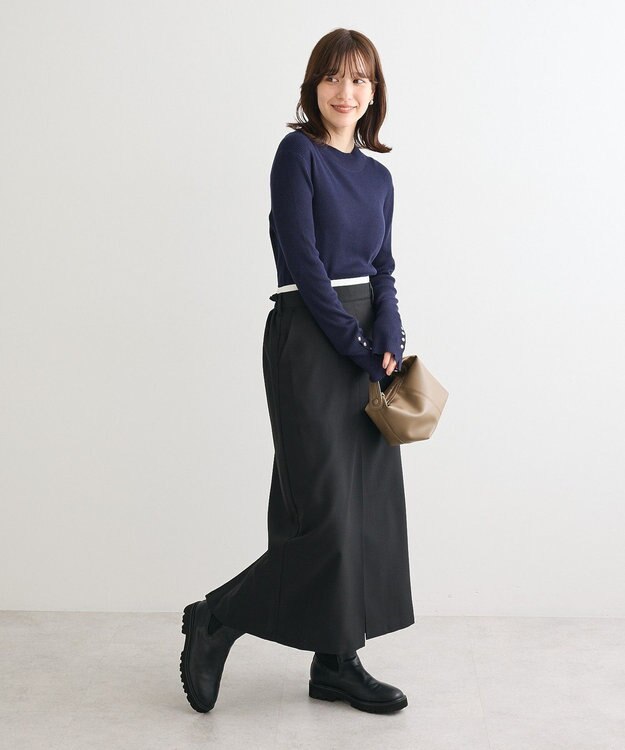 Green Parks 袖口金釦リブニットプルオーバー Dark Navy