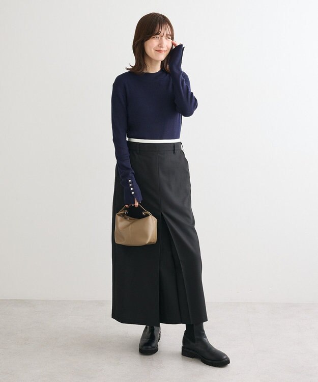 Green Parks 袖口金釦リブニットプルオーバー Dark Navy