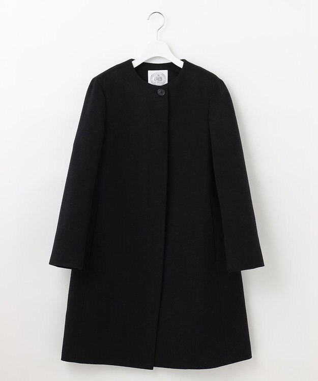 J.PRESS LADIES L アンゴラビーバー ノーカラーコート ブラック系