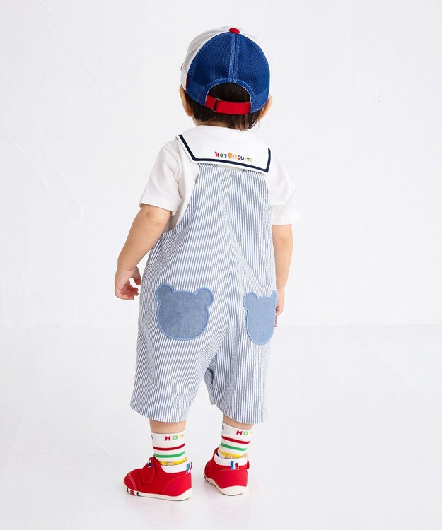 MIKI HOUSE HOT BISCUITS 【44-54cm】 ストライプ ロゴメッシュキャップ ブルー