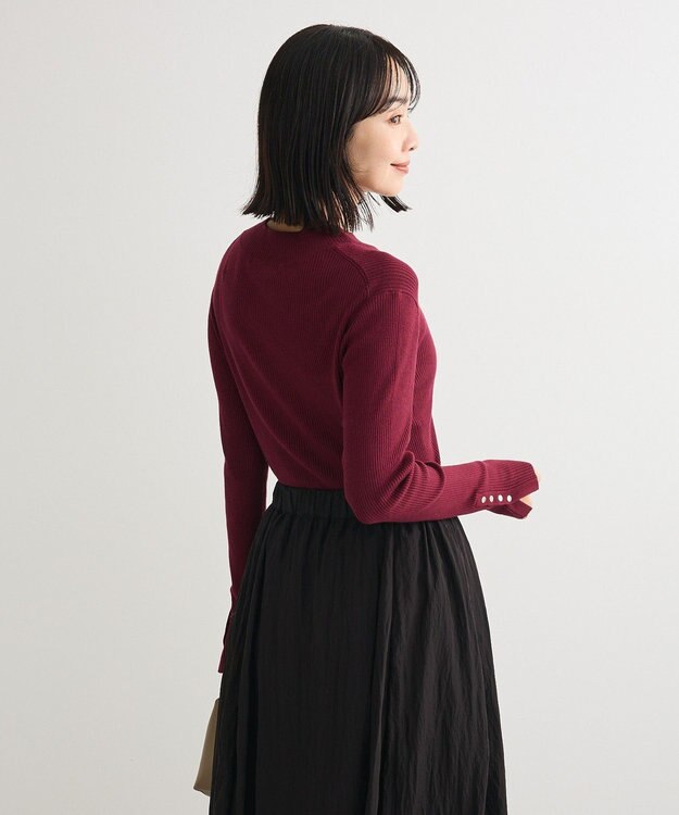 Green Parks 袖口金釦リブニットプルオーバー Bordeaux