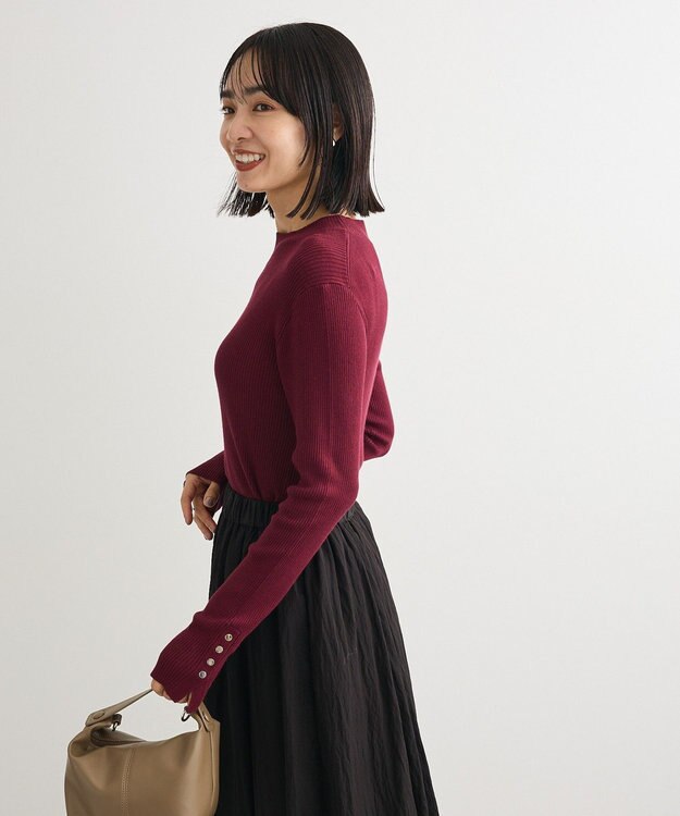 Green Parks 袖口金釦リブニットプルオーバー Bordeaux