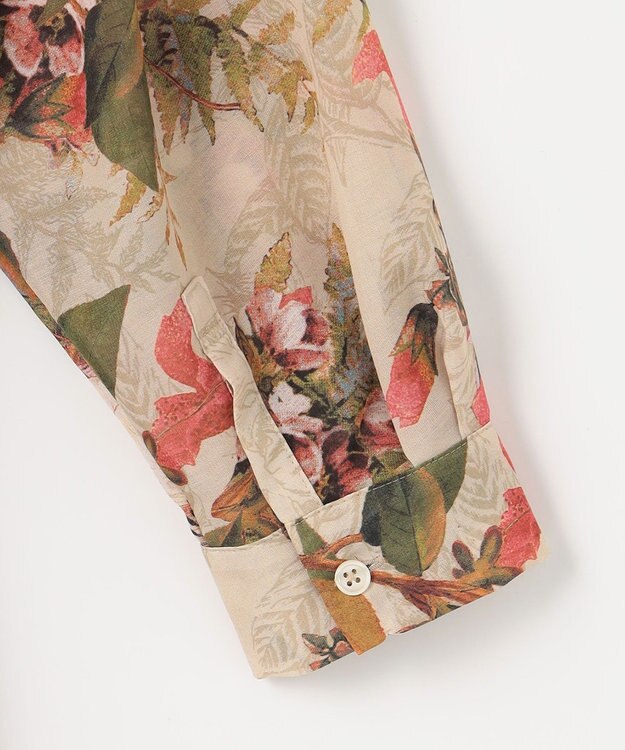 自由区 【SHIHOさん着用】ボタニカルプリント ワンピース ライトベージュ系