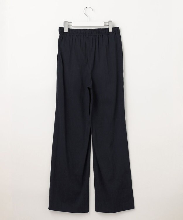 23区 【洗える】リネンレーヨンストレッチ ドロスト パンツ ネイビー系