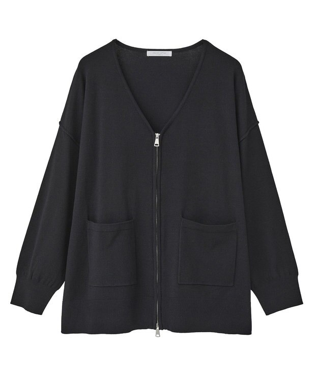 Green Parks アンチピリングゆるｚｉｐカーディガン Black