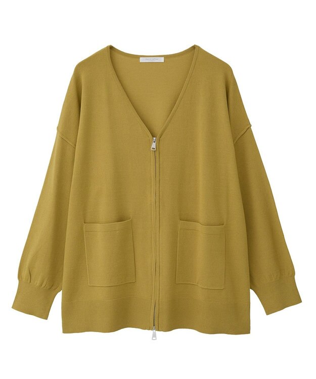 Green Parks アンチピリングゆるｚｉｐカーディガン Lime Green